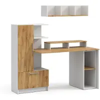 Vicco Scrivania con ripiani Tomy Bianco/Rovere dorato 150 x 59 cm Set di 4, Model 59194