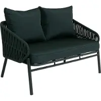 Mendler Panca da giardino in alluminio MCW-P90, divano da esterno, panca con rivestimento in corda, tessuto/tessuto (180g/m²), colore verde, dimensioni: 116 cm