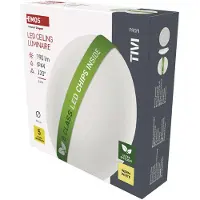 Emos Plafoniera LED TIVI 5,2W, impermeabile, per interni, bianca, rotonda, 25cm, 790lm, invece di una lampadina da 60W, bianco caldo 3000K, classe di efficienza B