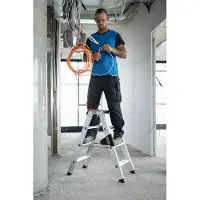 Munk Stufen-Stehleiter beidseitig 2x5 Stufen Aluminium 150 kg