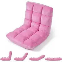 Costway Sedia da pavimento con schienale regolabile, poltrona da pavimento imbottita, cuscino da pavimento pieghevole, sedia da meditazione, poltrona relax, cuscino thailandese, rosa