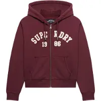 Superdry per donna. W2012712A Felpa con cappuccio e zip Relaxed Crop bordeaux (XXS), Casual, Cotone
