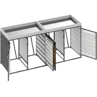 STILVORA : box per bidoni della spazzatura con fioriera e serratura, armadietto da giardino con listelli effetto legno e sistema di ventilazione, armadietto in ferro per il giardino