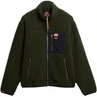 Superdry per uomo. M2014141A Felpa in pile Vintage Retro Full verde (XL), Casual, Poliestere