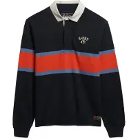 Superdry per uomo. M6010909A Polo Vintage Athletic Eagle blu navy e rosso (L), Casual, Cotone, Manica lunga