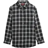 Superdry per donna. W4010500A Camicia da uomo in flanella a quadri neri (L), Nero, Casual, Cotone, Manica lunga