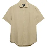 Superdry per uomo. M4011104A camicia beige Riviera (M), Casual, Lino, Manica corta