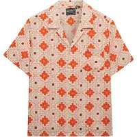 Superdry per donna. W4010586A Camicia arancione con stampa da spiaggia (L), Casual, Cotone, Manica corta