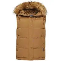 Superdry per donna. W5011395A Gilet in ecopelliccia beige Everest (XXS), Casual, Poliestere