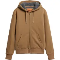 Superdry per uomo. M2013749A Felpa con cappuccio con zip e fodera in shearling marrone (L), Casual, Cotone, Sostenibile