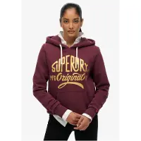 Superdry per donna. W2012570A Felpa con cappuccio originale MFG viola metallizzato (XL), Casual, Granata, Cotone