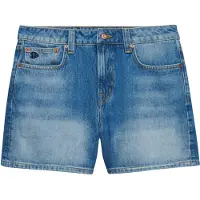 Superdry per donna. W7110491A Pantaloncini blu a vita media (26), Casual, Cotone, Denim
