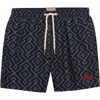 Superdry per uomo. M3010262A Costume da bagno stampato di alta qualità, taglia 15, colore blu navy. (L), Beachwear, Polister riciclato