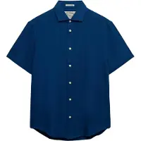 Superdry per uomo. M4011104A camicia blu navy Riviera (M), Casual, Lino, Manica corta