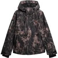 Superdry per uomo. MS110190A Giacca da sci marrone e nera (M), Nero, Casual, Sportivo, Neve, Polister riciclato, Sostenibile