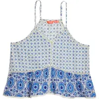 Superdry per donna. W6011647A Top canotta vintage blu (L), Casual, Poliestere, Senza maniche / cinghie