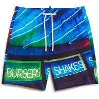 Superdry per uomo. M3010233A Costume da bagno blu con stampa fotografica (L), Beachwear, Polister riciclato, Sostenibile