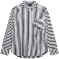Superdry per donna. W4010541A Camicia in popeline blu navy dal taglio rilassato (M), Casual, Cotone, Manica lunga