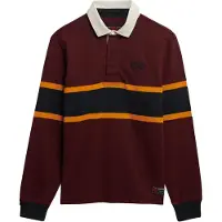 Superdry per uomo. M6010909A PoloVintage Athletic Stripe Rugby marrone (XL), Casual, Granata, Cotone, Manica lunga