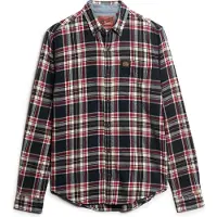 Superdry per uomo. M4010727A Camicia da boscaiolo in cotone organico scozzese blu scuro (S), Casual, Manica lunga, Cotone biologico, Sosteni