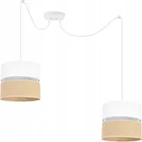 Light11 HOME Light-Home Juta Spider lampada a sospensione - Metallo con paralume in tessuto - E27 - Spider 2 luci 20 cm - Base bianca e juta e bianco