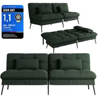 COMHOMA Divano letto con funzione letto, copertura divano futon pieghevole, divano letto, divano angolare, divano letto per ospiti, divano a 3 posti, con schienale regolabile