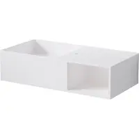 Steinberg Série 443 lavabo mural, avec compartiment ouvert à droite, 800x400x200mm, 1 trou pour robinet, avec trop-plein, SOLIDSurface, 4437120W, 4437120W