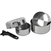 Basic Nature Biwak Stainless Steel 2 Set di pentole (0,75 + 1,1 + 1,8 l, grigio)