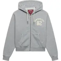 Superdry per donna. W2012712A Felpa con cappuccio e cerniera Relaxed Crop grigia (L), Casual, Grigio, Cotone