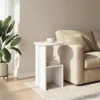 Prolenta Maison Exclusive - Tavolino bianco lucido Ø 39,5 x 55 cm in materiale derivato dal legno