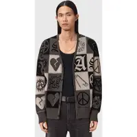 AllSaints Barker Cardigan Taupe Brown/black Taglia: XS | Giacche Outlet | Uomo | Nero