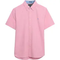 Superdry per uomo. M4011101A Camicia preppy Oxford rosa (M), Casual, Cotone, Classico, Manica corta, Corallo