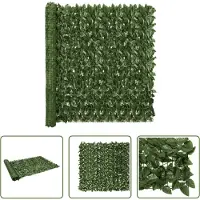 The Living Store Paravento per balcone con foglie verde scuro 300x150 cm