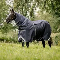 Horseware Rambo Optimo Turnout Plus 0g, taglia:160 cm / 7'0, colore:Navy/Grigio temporale/Argento