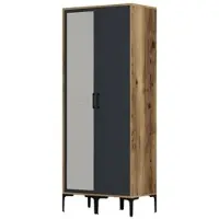 Dmora Guardaroba 2 Ante Anfo 47.5x201.4h cm Nero Antracite, Appendiabiti 2 Ante