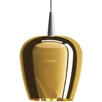 Zafferano Lampada a sospensione Bilia 230V LED 8W in vetro borosilicato soffiato finitura Oro Antico, design a campana, diametro 18 cm, altezza 324 cm