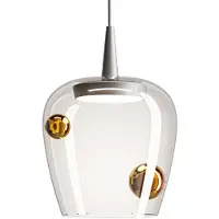 Zafferano Lampada a sospensione Bilia 230V LED 8W 2700K in vetro borosilicato soffiato a bocca, finitura Alluminio e Bronzo, diametro 18 cm