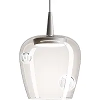 Zafferano Lampada a sospensione Bilia 230V con diffusore in vetro borosilicato soffiato a bocca e dettagli in alluminio, diametro 18 cm, 8W, 2700K