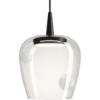 Zafferano Lampada a sospensione Bilia 230V LED 8W in vetro borosilicato soffiato a bocca, finitura Nero Sabbiato, diametro 18 cm, altezza 324 cm