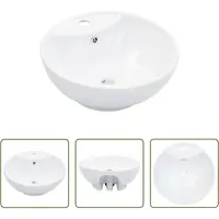 The Living Store Lavabo con troppopieno 46,5 x 18 cm in Vetroceramica bianca
