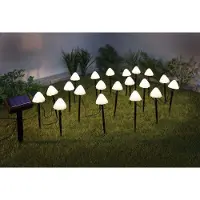 F-H-S International FHS 35697 Funghi luminosi solari a LED 3,8 m 20 LED bianco caldo sensore di luce da giardino a spina