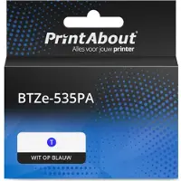 PrintAbout Nastro compatibile Brother BTZe-535PA - Bianco su blu (12 mm)