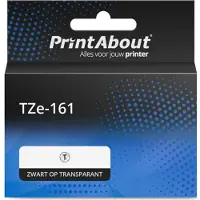 PrintAbout Nastro compatibile Brother TZe-161 - Nero su trasparente (36 mm)