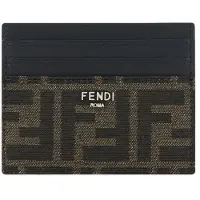 Fendi Portacarte di credito in nappa e tessuto jacquard