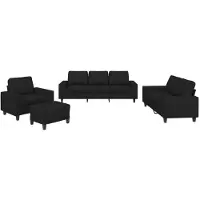 vidaXL Set di divani 4 pezzi in tessuto nero