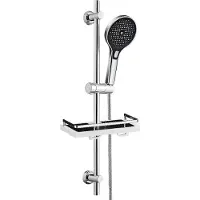 Dylin GmbH Set di asta doccia in acciaio inossidabile JOHO con tubo flessibile e supporto, asta doccia da 70 cm con supporto per soffione regolabile, doccetta a 3 getti, ripiano per la doccia, cromato