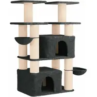 vidaXL Albero per gatti con pali in sisal, colore grigio scuro, 147 cm, confezione da 2 pezzi.