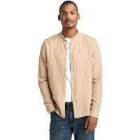 Timberland Linen Korean Collar Shirt Medium Beige Taglia: M | Camicie Casual Outlet | Uomo | Marrone