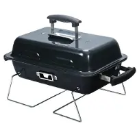 Relaxdays Griglia da tavolo , griglia pieghevole portatile, Dimensioni: 36 x 56 x 30,5 cm, sistema di ventilazione, coperchio, griglia da campeggio, acciaio, nera