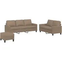 vidaXL Set di divani a 3 pezzi con cuscini in Pelle finta marrone cappuccino